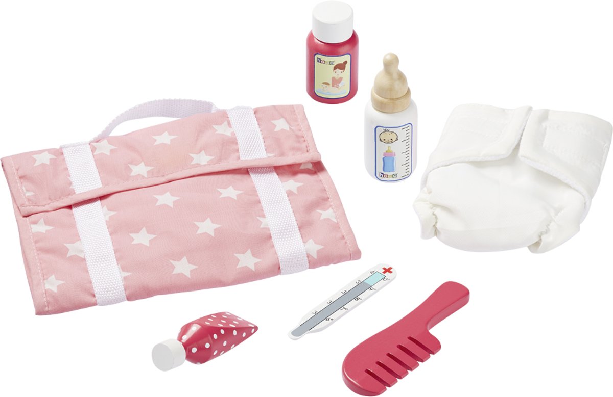 howa Luiertas met Luier en 5 Houten Accessoires voor Poppen 2940