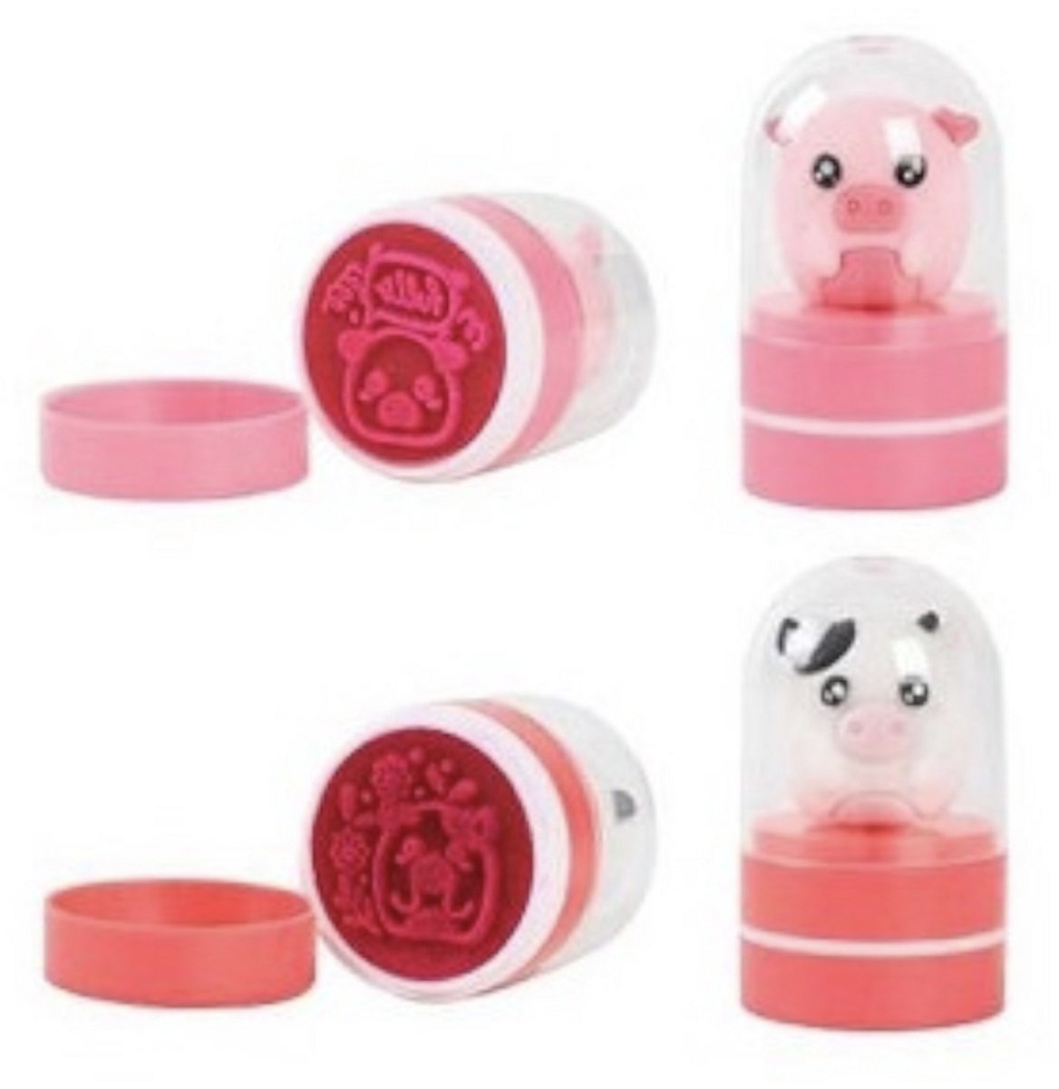 iTotal set van 2 Stamp “PIGGY” & “COW” self ink stamps 3x3x5cm
