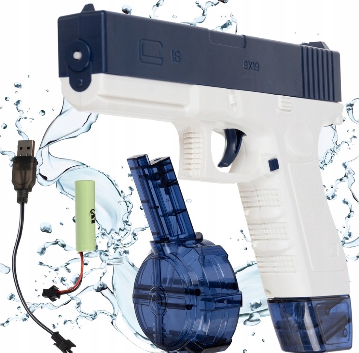 Ilso elektrische waterpistool - automatisch - watergun - waterblaster - buitenspeelgoed - vult automatisch - blauw - USB