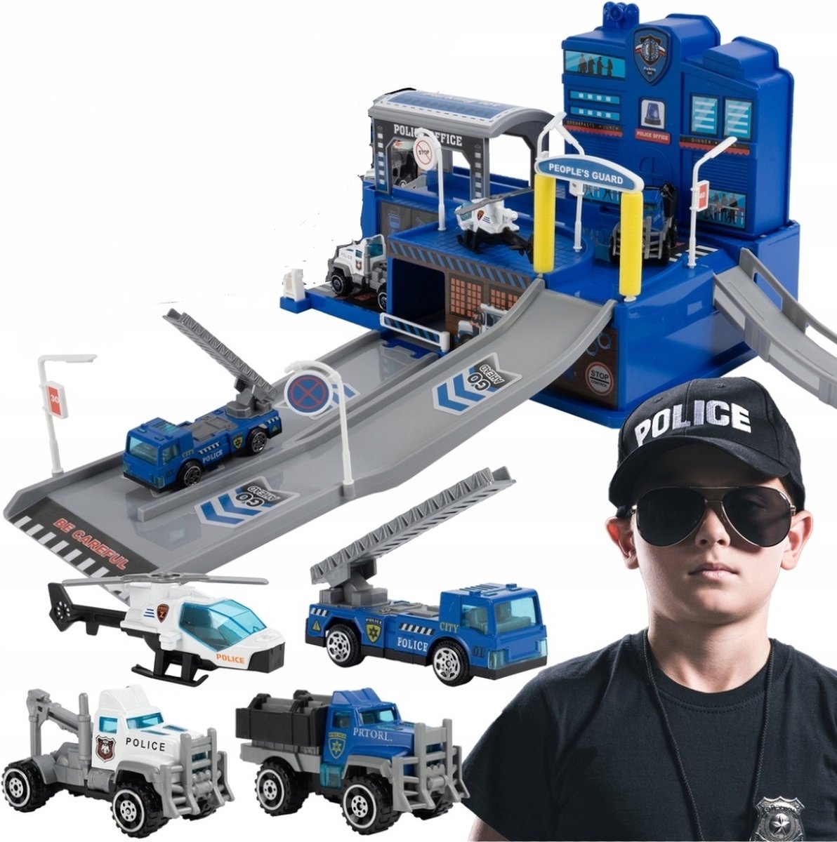 Ilso parkeergarage politie - helikopter - 3 politieautos