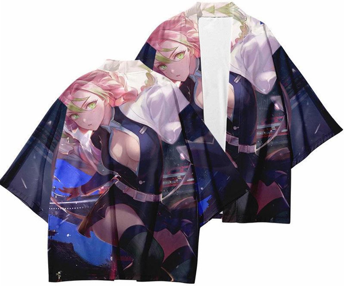 Demon Slayer Kimetsu no Yaiba - Mitsuri Kanroji Haori kimono Jas, Cosplay kostuum, cosplay kimono, Mitsuri Kanroji kimono, cosplay Demon Slayer, Anime kostuum, cosplay jacket, cloak, Kimetsu no yaiba cosplay kostuum maat M