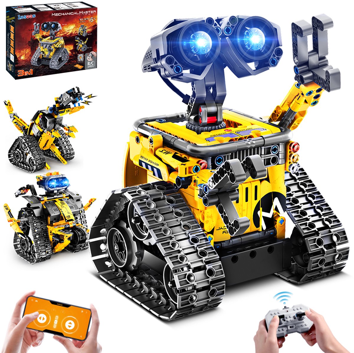INSOON RC Robot Bouwsets 5-in-1 App bouwpakket - 520 stuks DIY Tank Dinosaurus Speelgoed kinderen van 6-12+ jaar