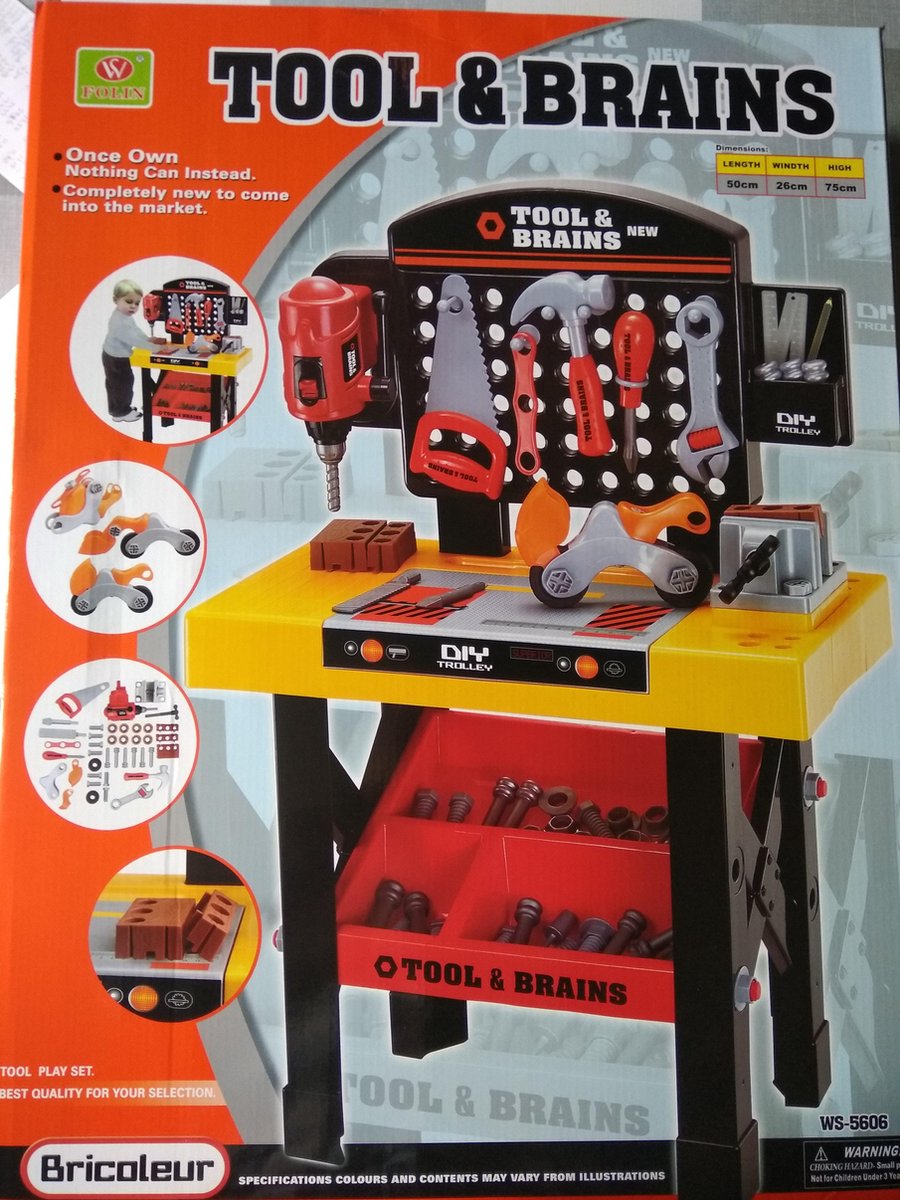 Iso Trade werkbank met gereedschap , 50 x 26 x 75 cm.  , vanaf 3 jaar