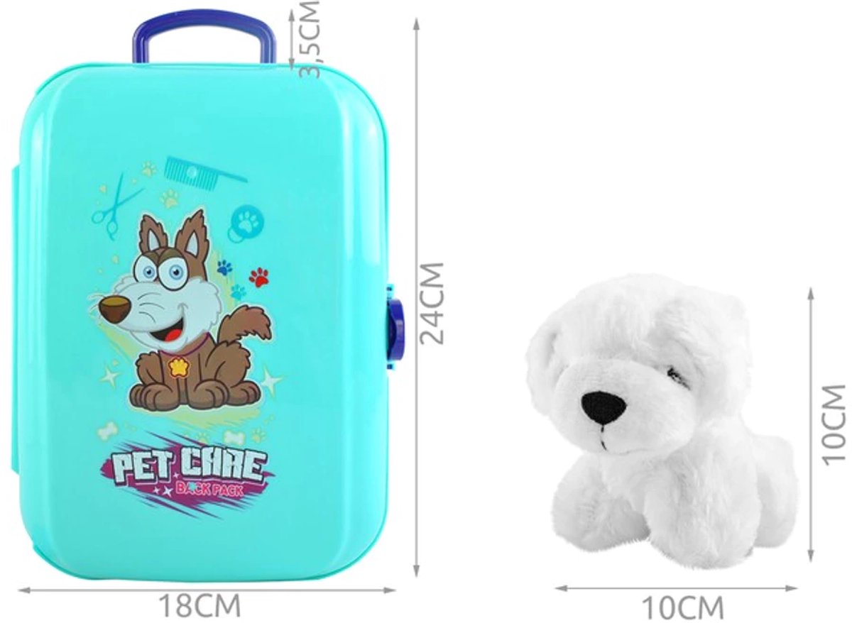 Kappershondenset - Kapperssalon voor een hond - koffer met hondje knuffel - praktische rugzak met opbergruimte - Geweldig cadeau voor kinderen - muziekland