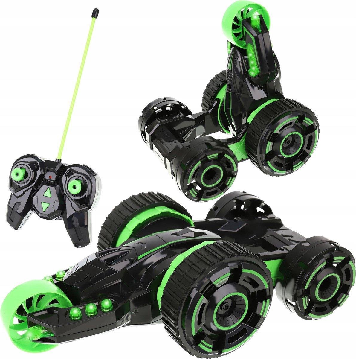 RC Twister Stunt Car - Op Afstandbestuurbare Radiografische Acrobatische Auto Met Afstandsbediening - 360 Graden Draaibaar - All-Terain - Zwart/Groen