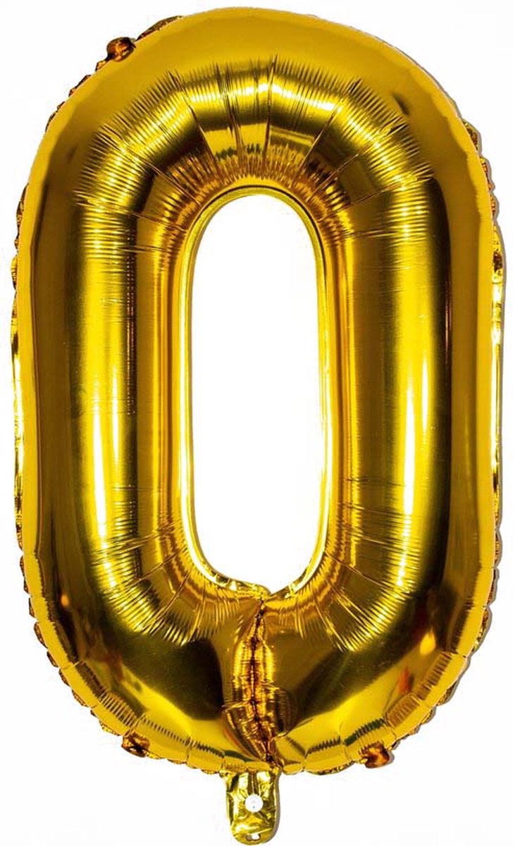 Folieballon / Cijferballon Goud XL - getal 0 - 82cm