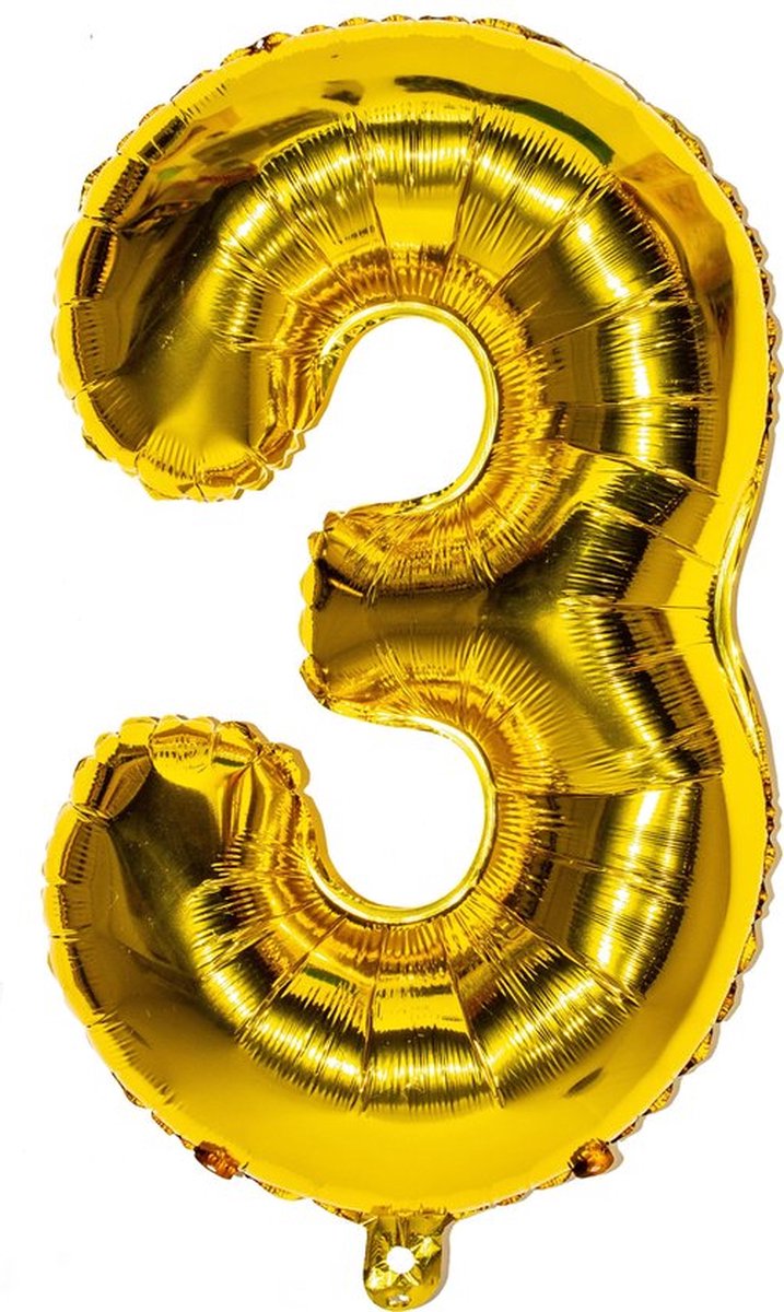 Folieballon / Cijferballon Goud XL - getal 3 - 82cm