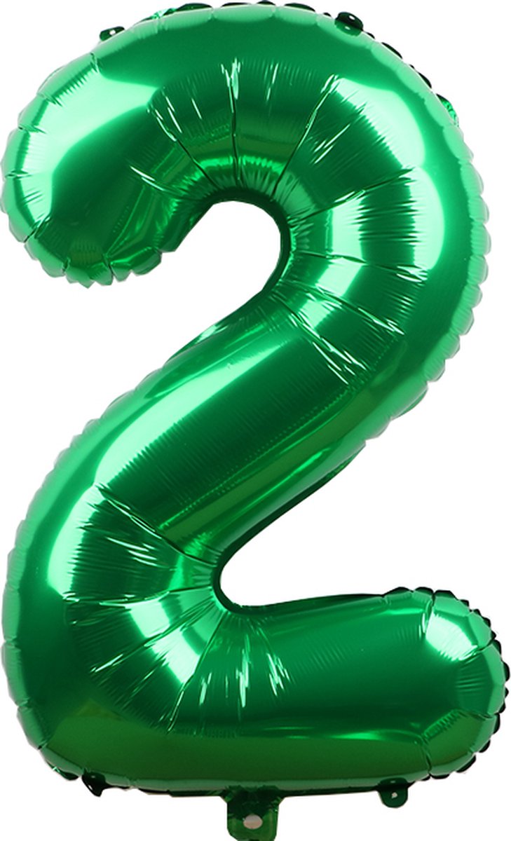 Folieballon / Cijferballon Groen XL - getal 2 - 82cm