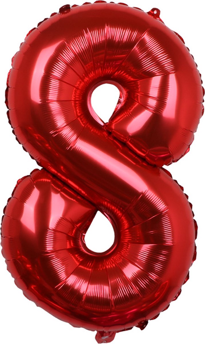 Folieballon / Cijferballon Rood XL - getal 8 - 82cm