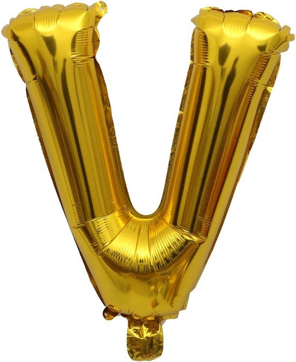 Folieballon / Letterballon Goud  - Letter V - 41cm