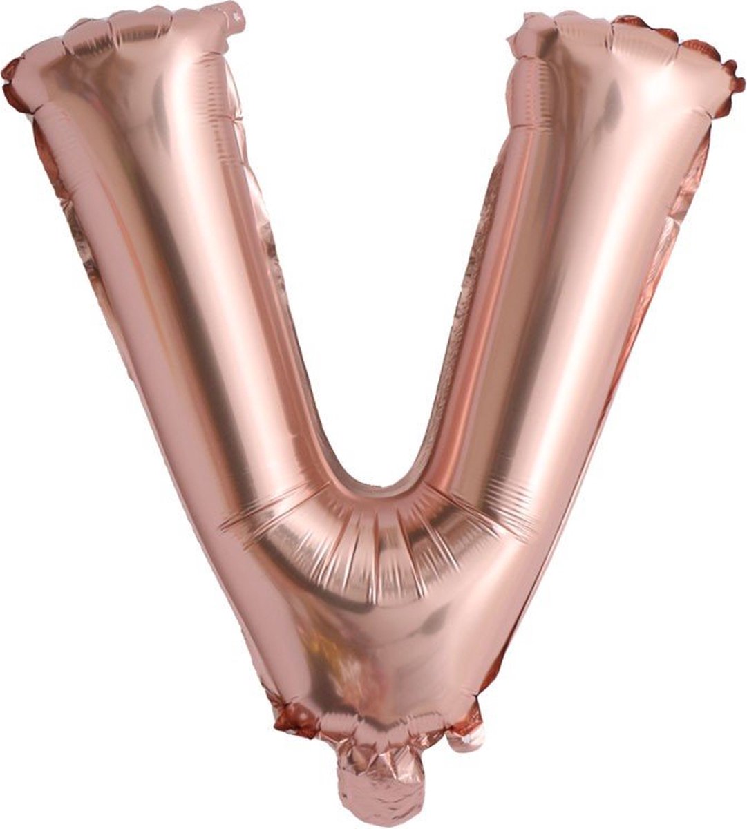 Folieballon / Letterballon Rose Goud  - Letter V - 41cm