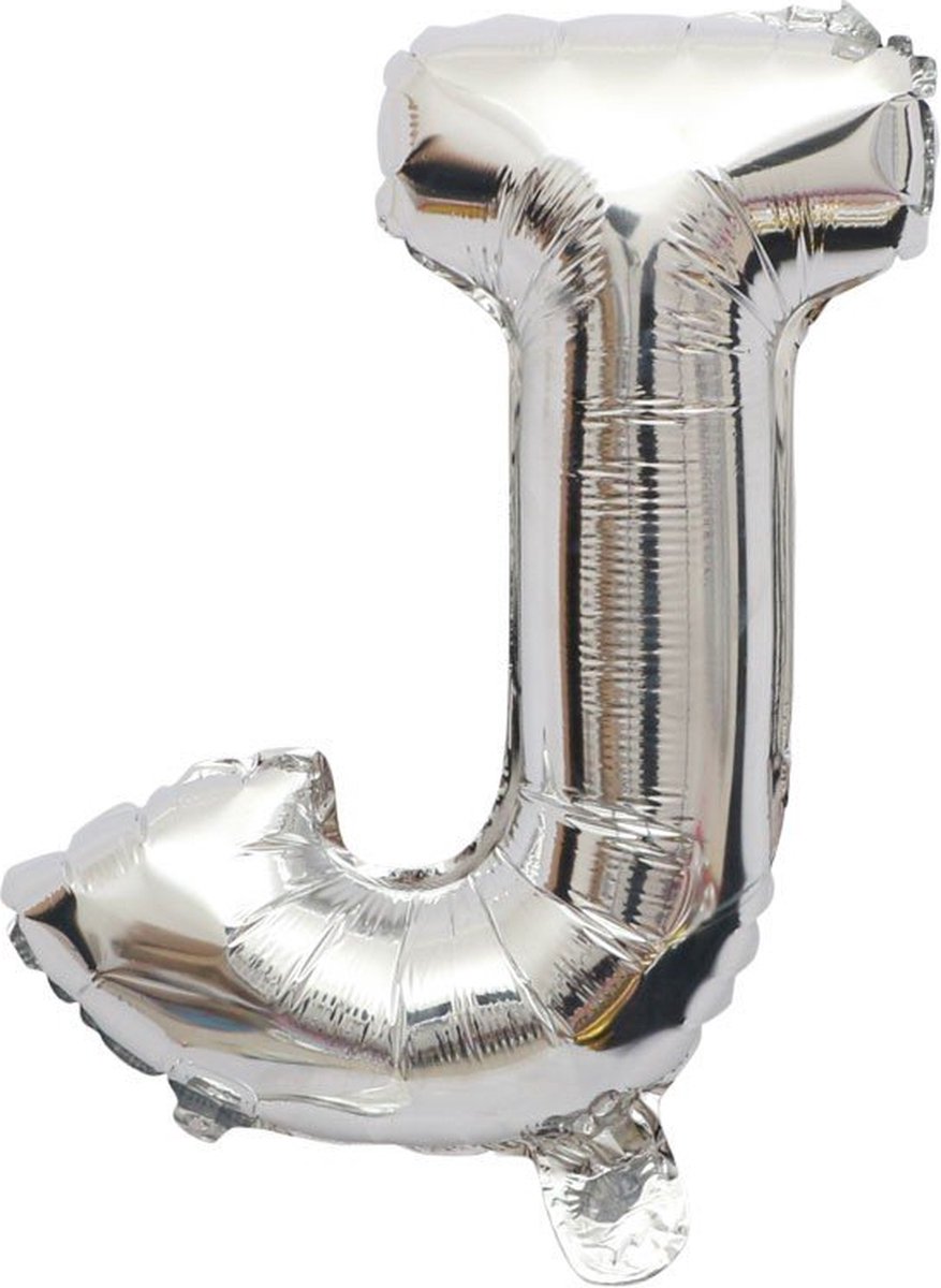 Folieballon / Letterballon Zilver - Letter J - 41cm