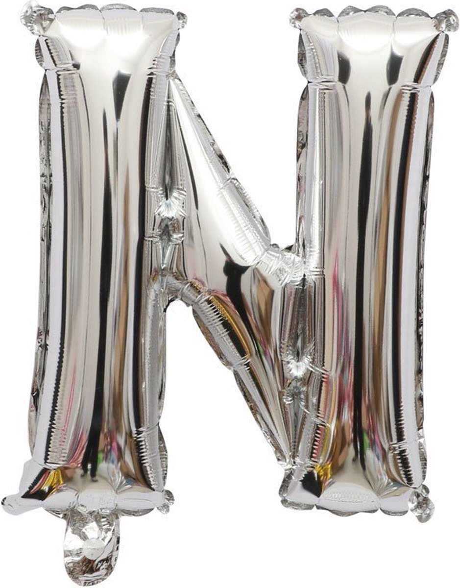 Folieballon / Letterballon Zilver - Letter N - 41cm