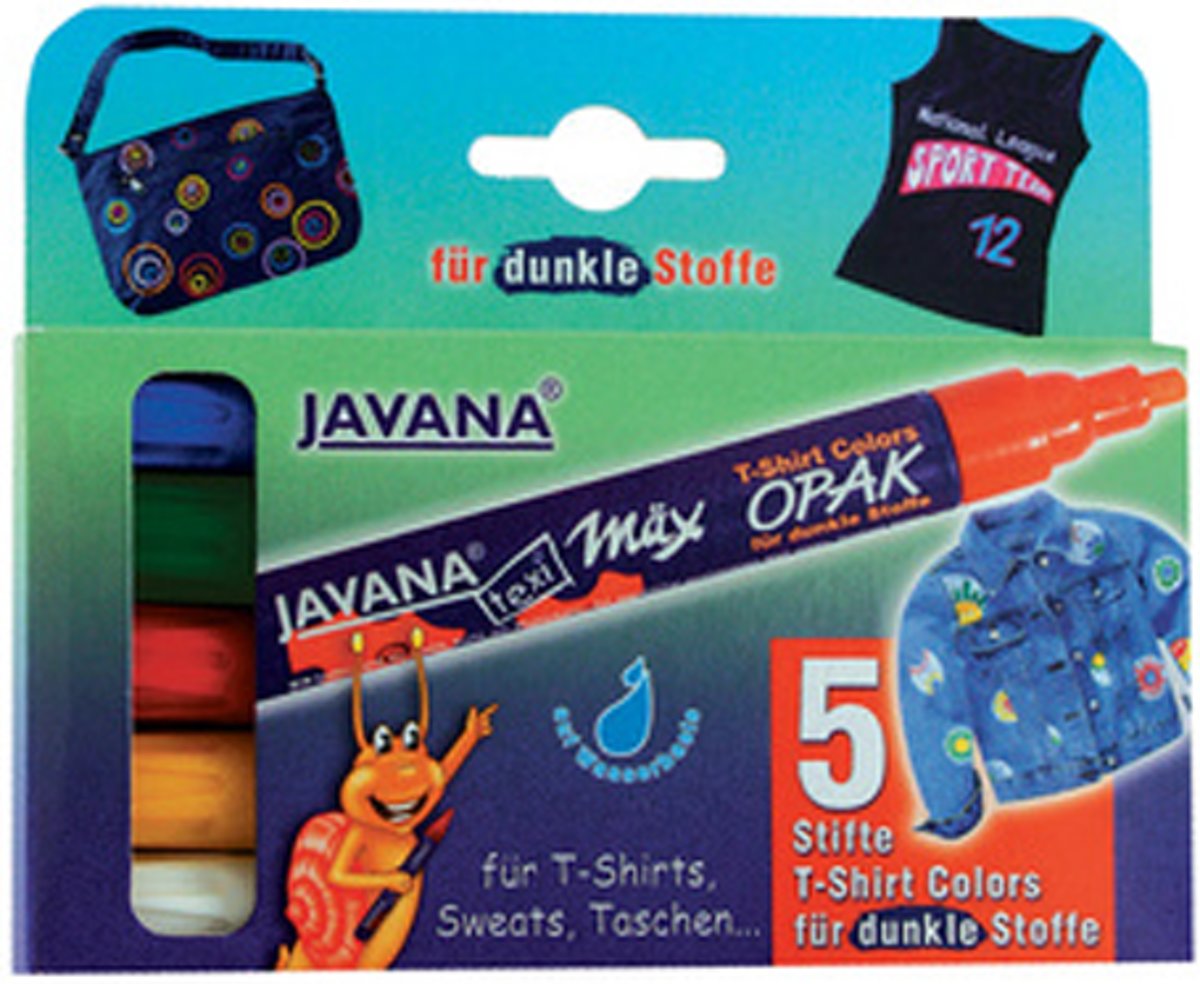 Javana Texi Max 5 Markers Set - Textiel stiften met 2 tot 4 mm brede lijnen