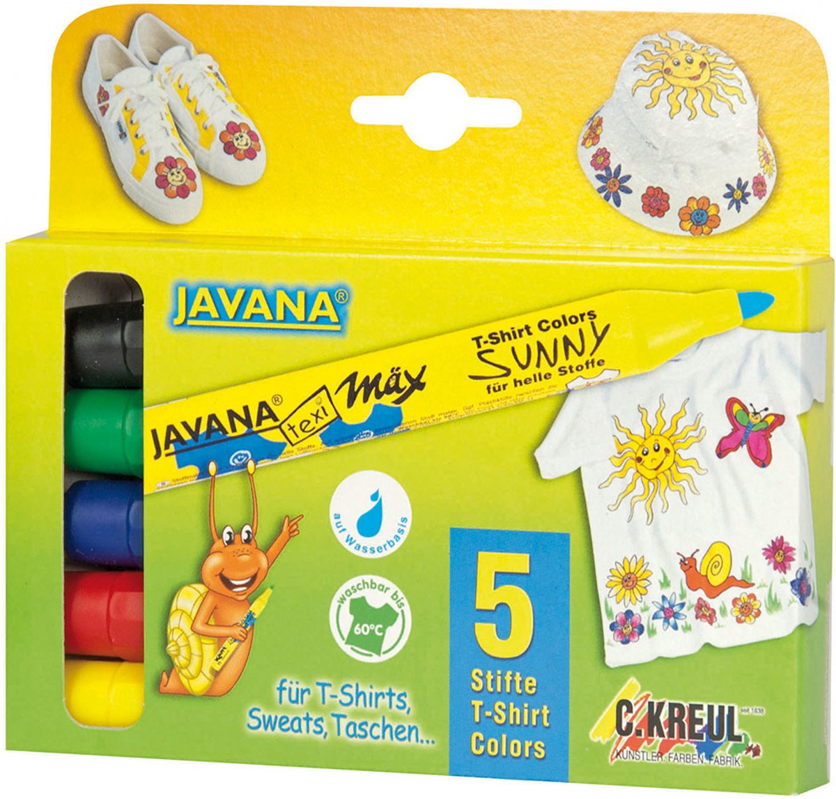 Javana texi max Sunny – 5x Textielstiften set voor licht textiel