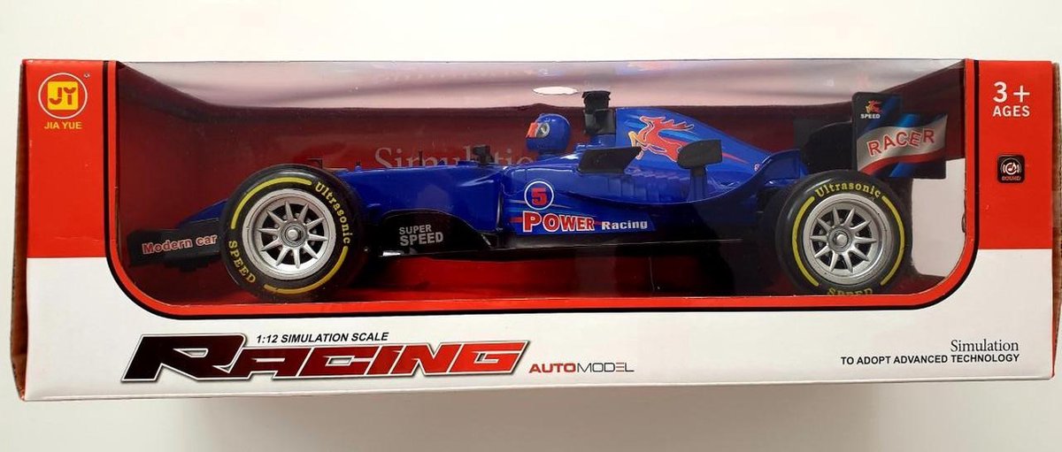 Race auto 1:12 Friction met licht en geluid 3 assorti 13x41cm