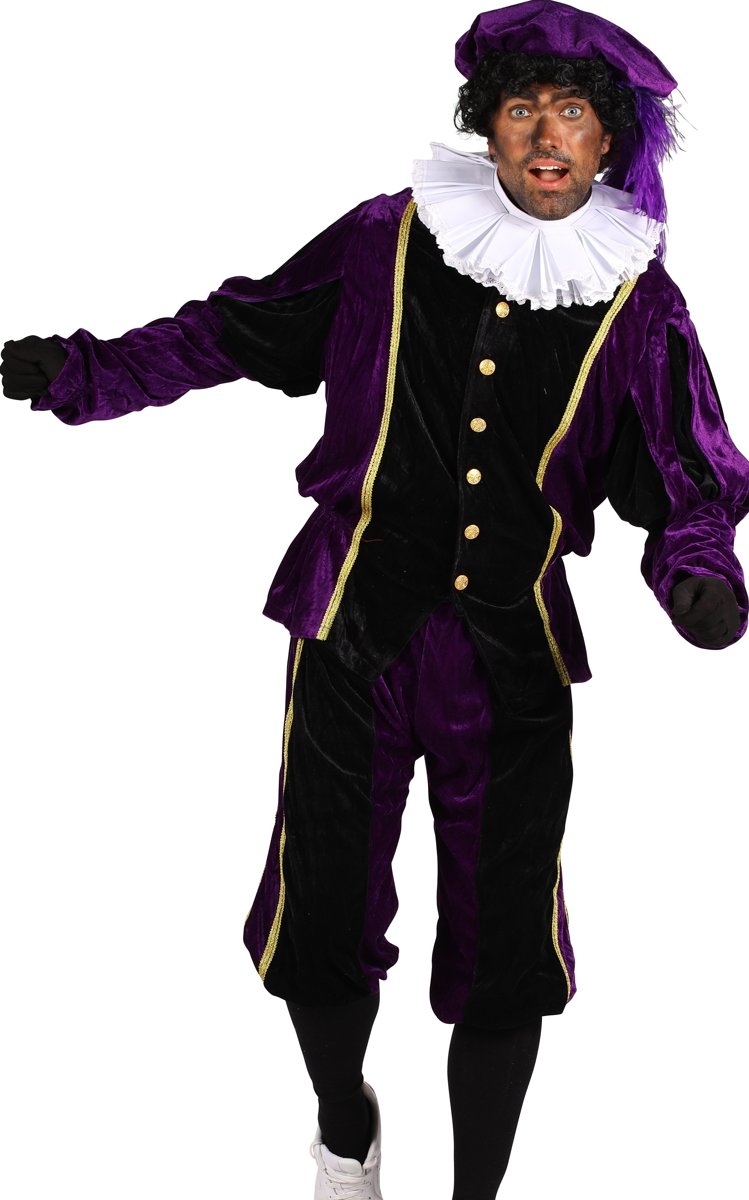pietenkostuum paars zwart maat large