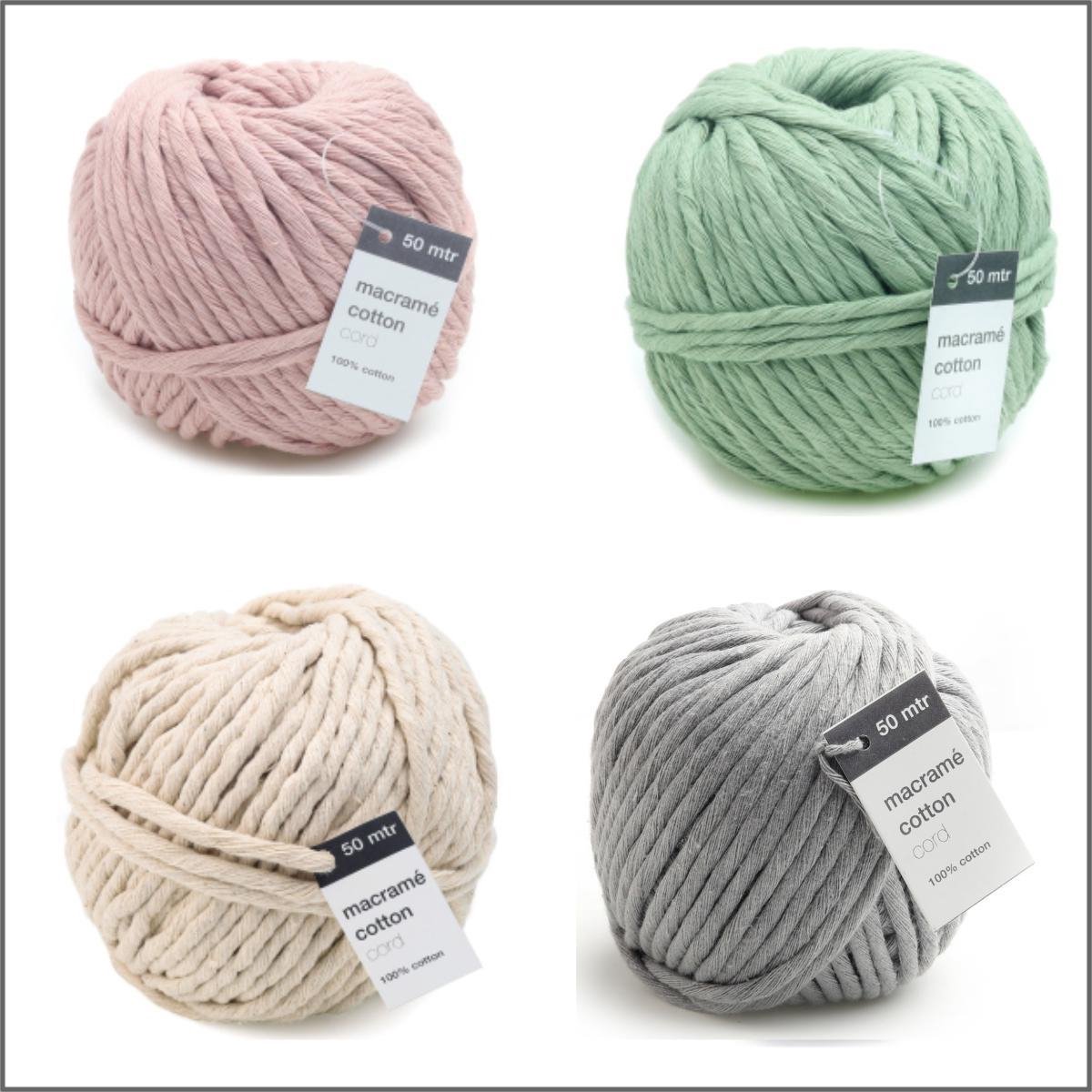 200 meter Macramé touw  - 4 rollen van 50 meter - kleur set 2