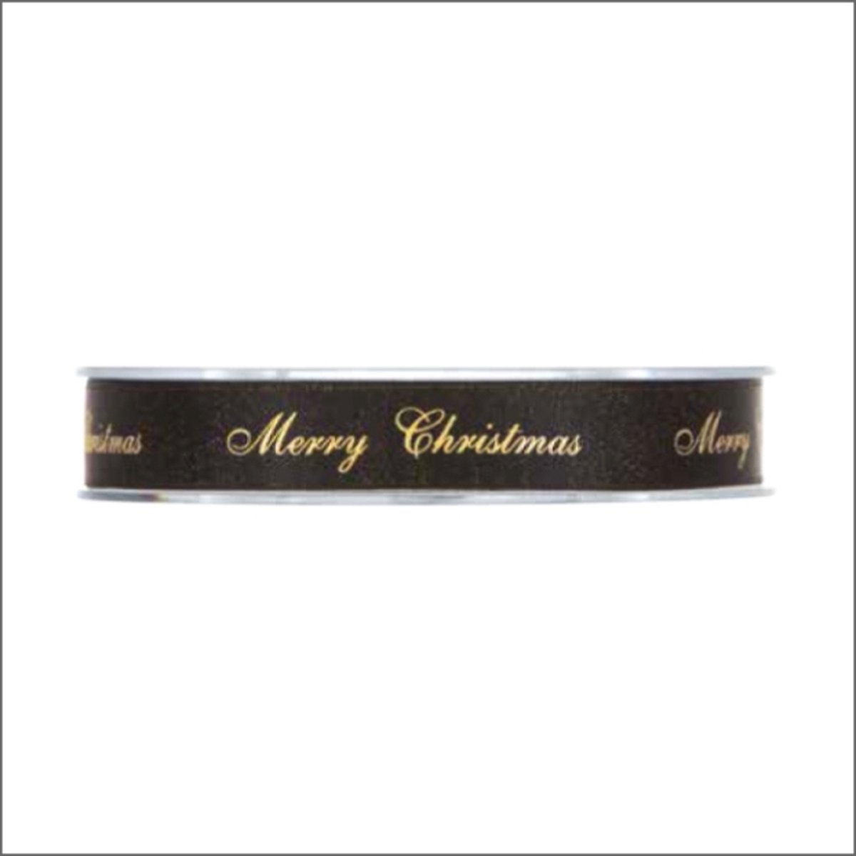 Kerstlint - zwart met goud - satijn - 25 meter x 15 mm