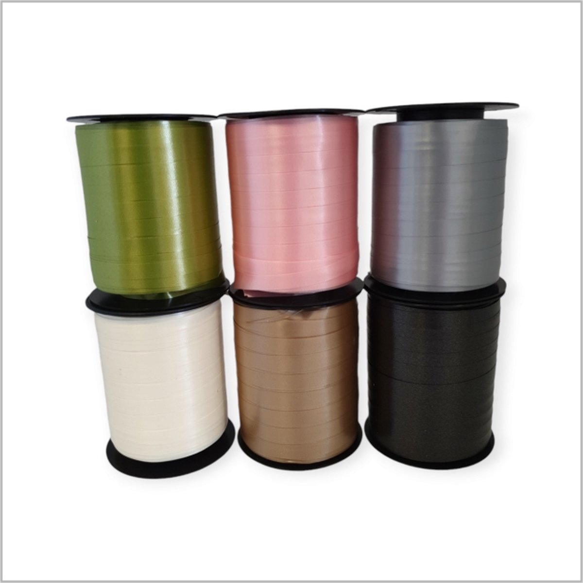 Premium Krullint set - naturel colour - Cadeaulint - verpakkingslint - 6 rollen van 10mm x 250 meter