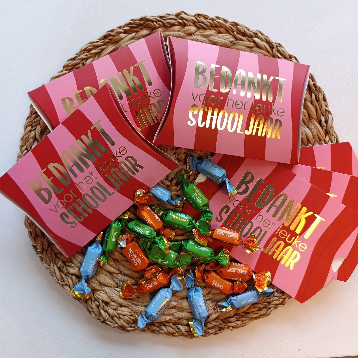 Bedankt voor het schooljaar! - gondeldoosje met merci -einde schooljaar bedankje