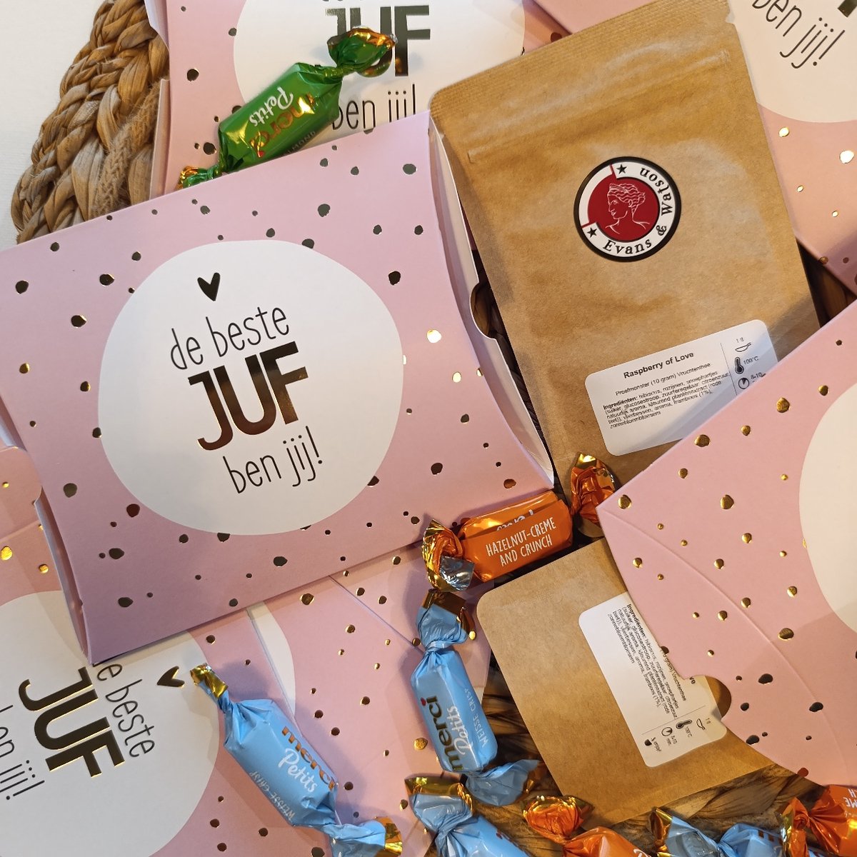 Beste juf gondeldoosje - bedankje juf - juffen cadeau met thee en chocola