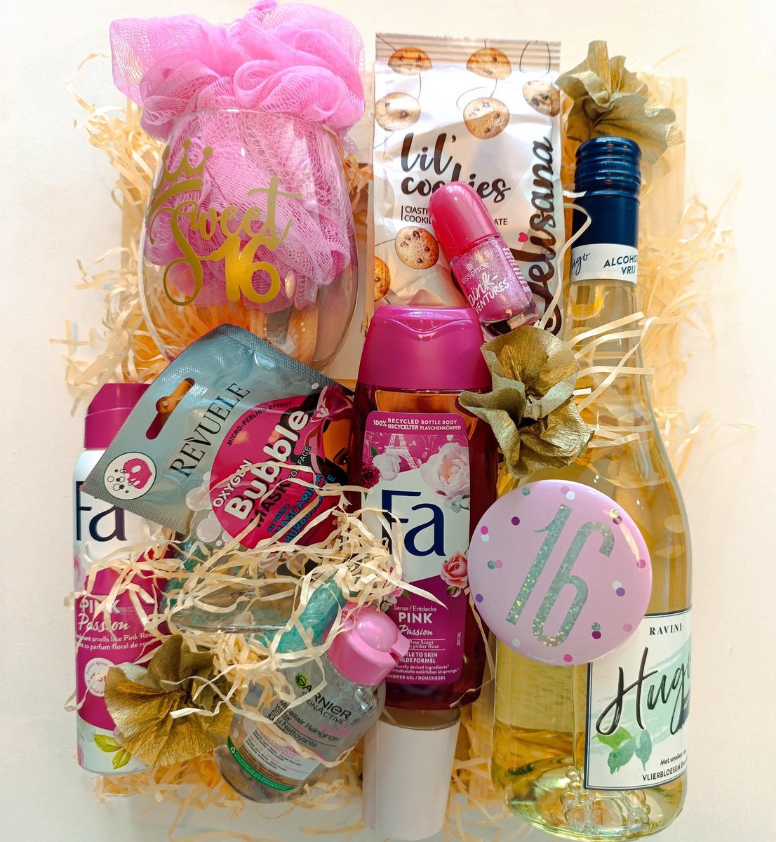 Sweet 16 Cadeaupakket voor Meiden – Pink Edition – Luxe Verjaardagscadeau met Verzorging & Lekkernijen – Feestelijk Ingepakt