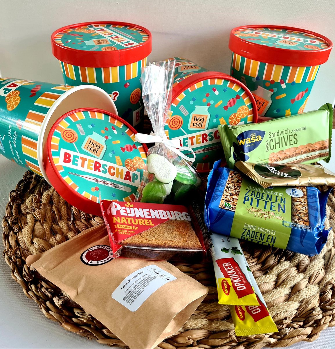 beterschaps cadeau - beterschap pakket - opkikker - beterschap bucket - beterschapswensen