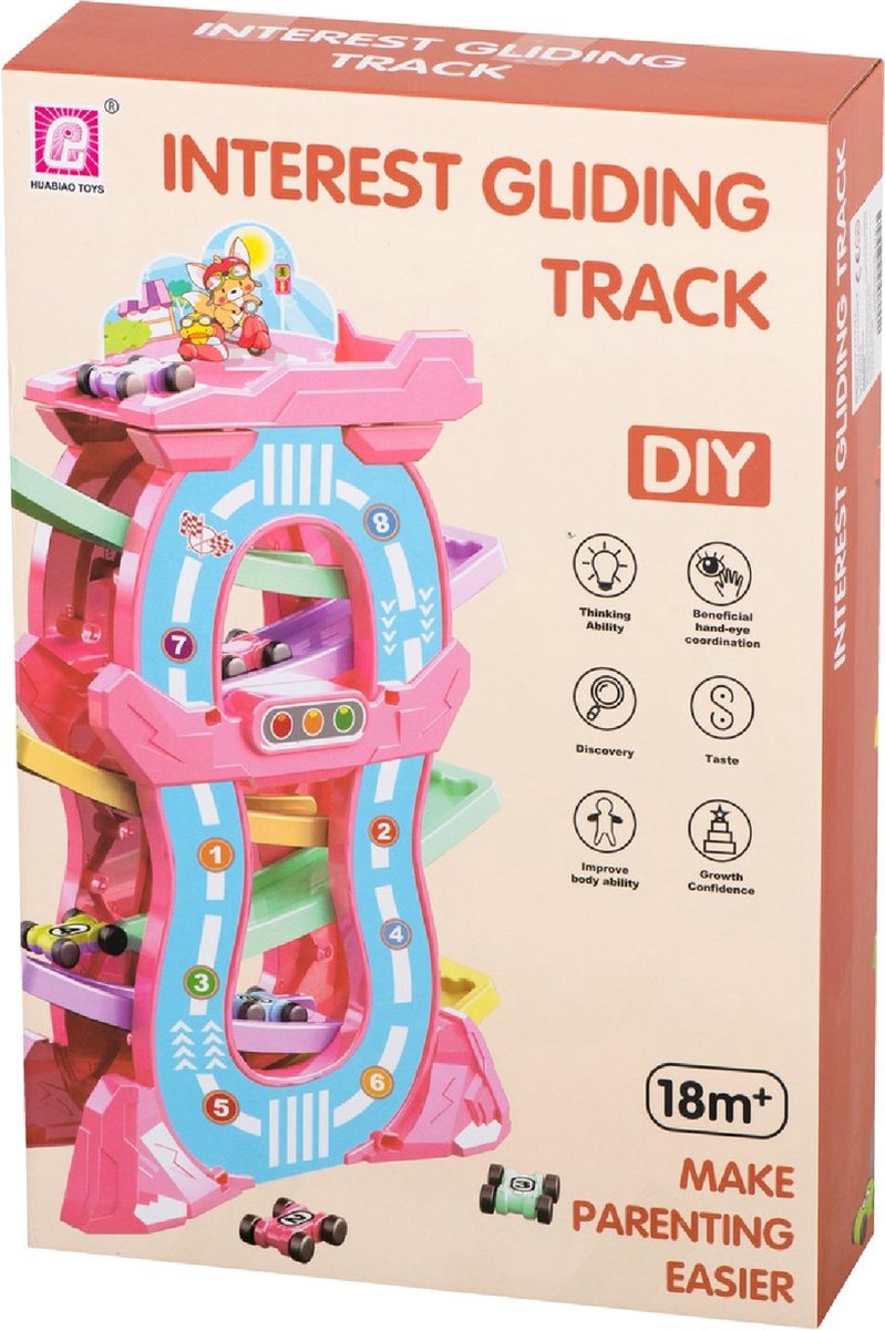 Auto rollerbaan - 32 x 9 x 48 cm - Inclusief autos - Speelset