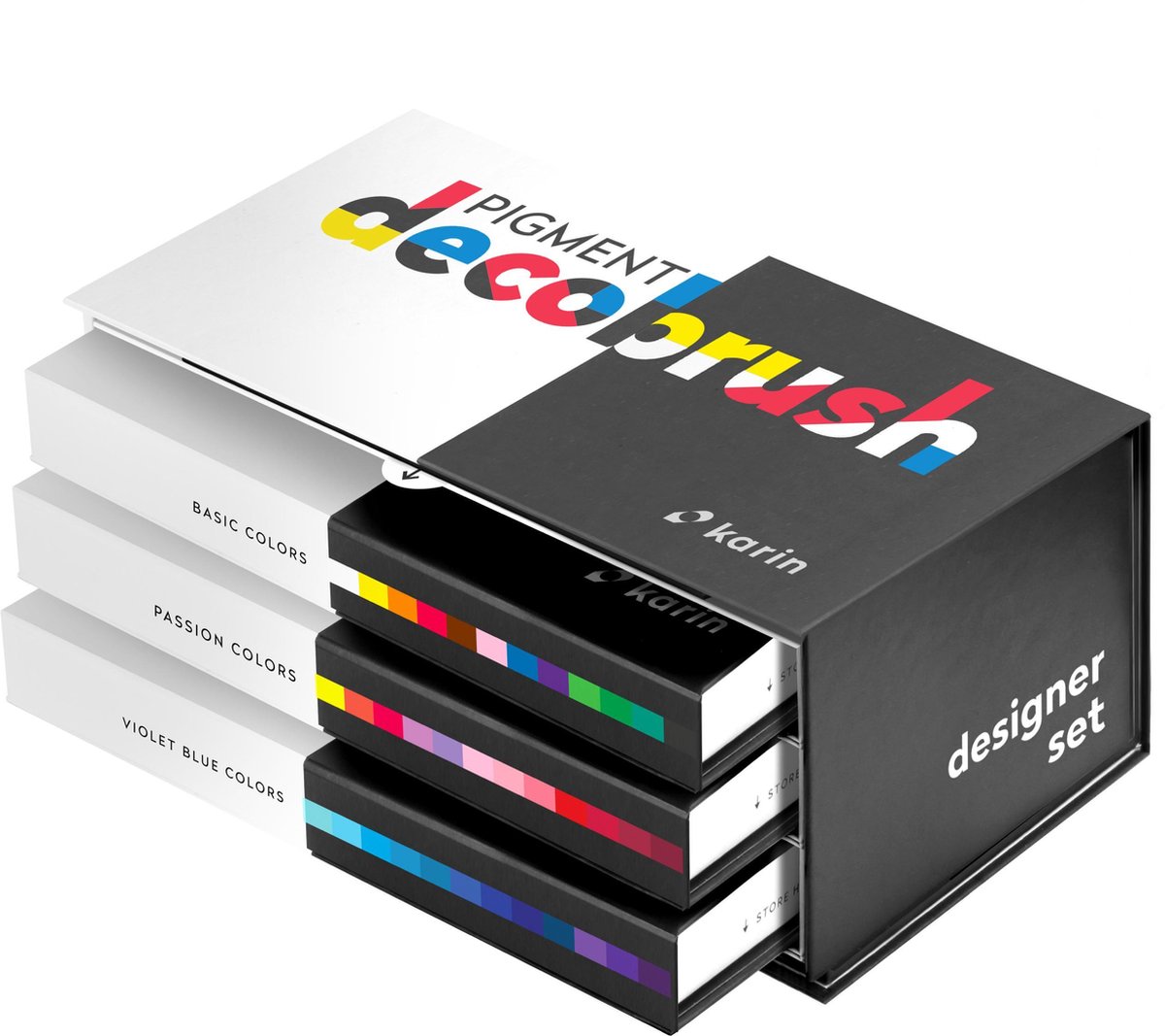 Karin - Pigment DecoBrush Acrylmarkers  - set van 36 - Designer Colors