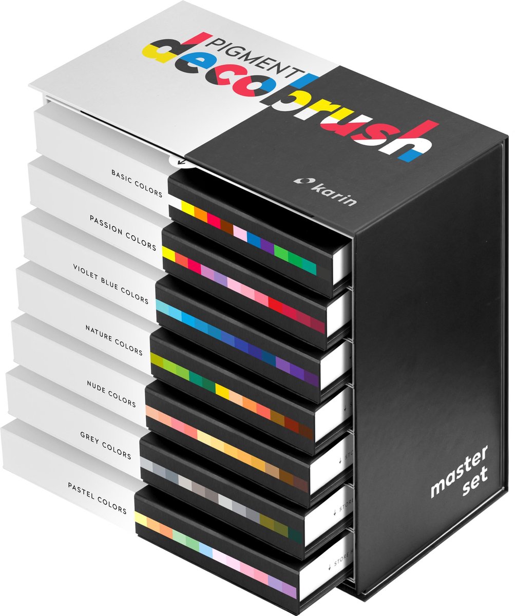 Karin - Pigment DecoBrush Acrylmarkers  - set van 84 - Master Colors