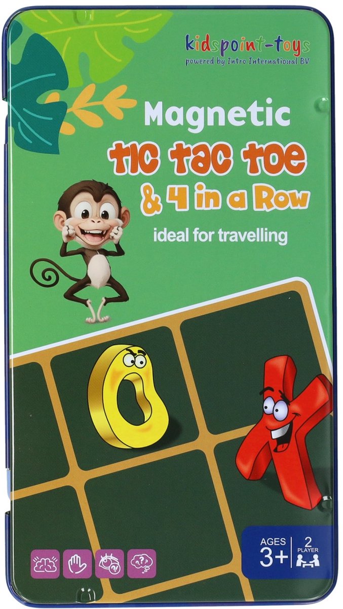 Magnetische Reisspel in Blik Tic, Tac, Toe & 4 op een Rij