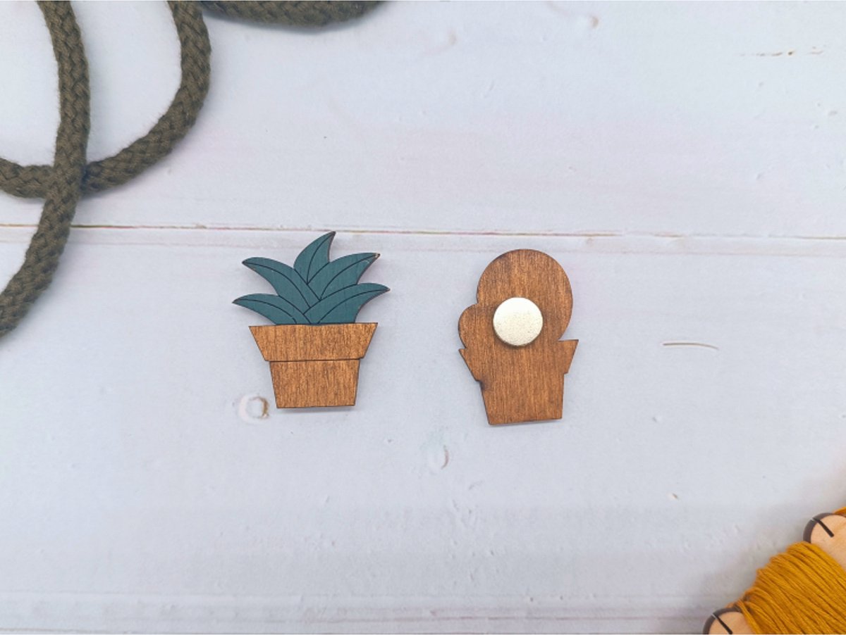 Houten Naaldenmagneet - Vetplantje