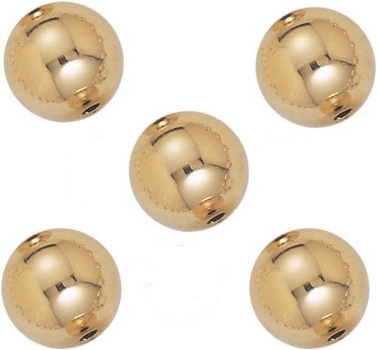 14krt. Goldfilled kralen van 8mm, rijggat 1,5mm. Per 5 stuks