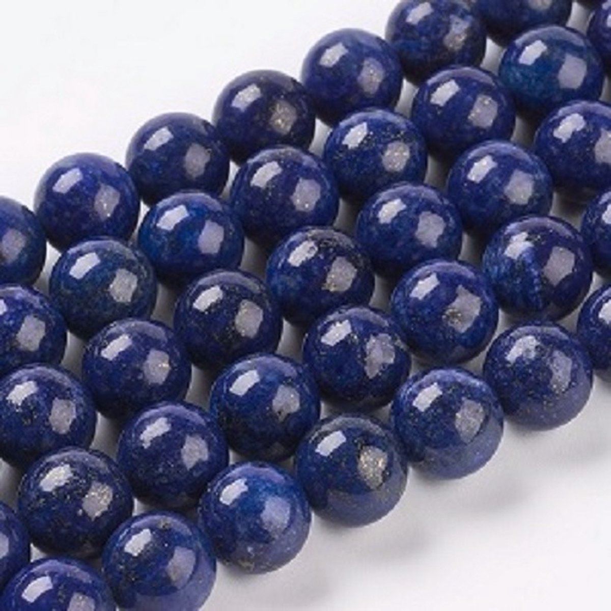 Natuurstenen kralen, Lapis Lazuli, ronde kralen van 10mm. Verkocht per streng van ca. 20cm.