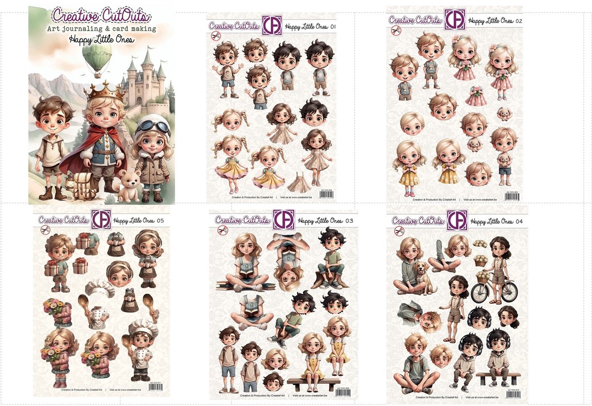 Creatief Art - Happy Little Ones - Complete set Boek met 5 uitdrukvellen - Gratis Verzonden