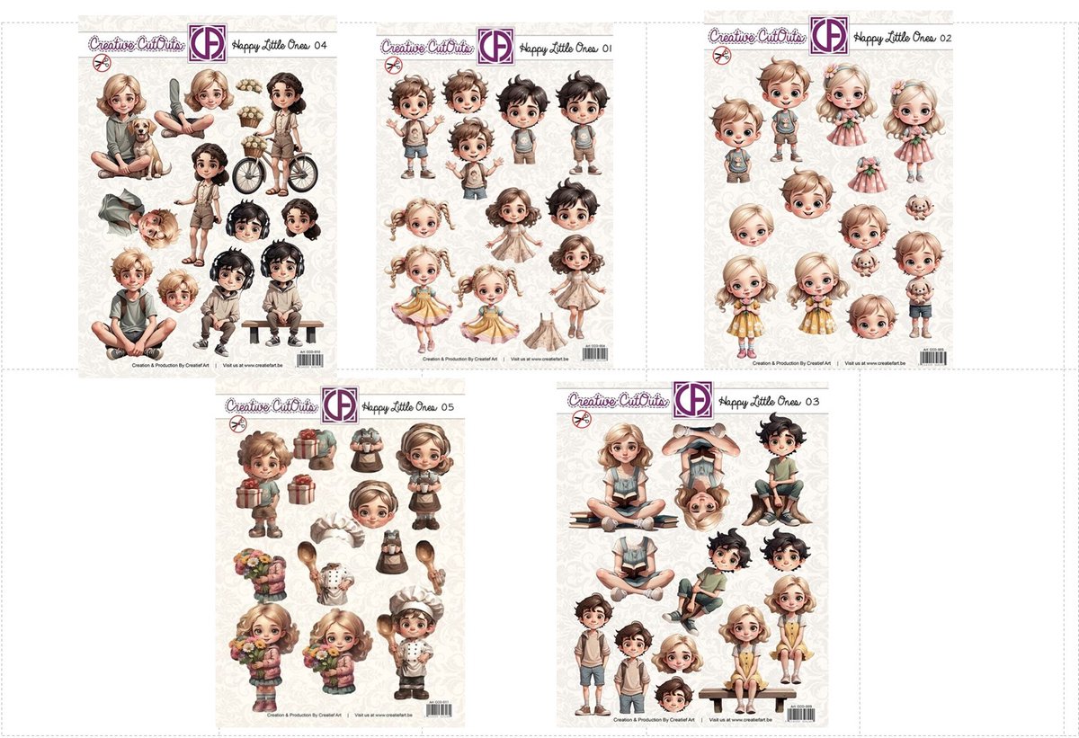 Creatief Art - Happy Little Ones - Complete set van 5 uitdrukvellen - Gratis Verzonden
