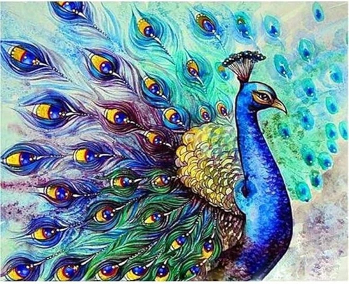 Diamond Painting Set 30x40cm - Pauw - GD76971 - Full size ronde steentjes - Gratis verzonden