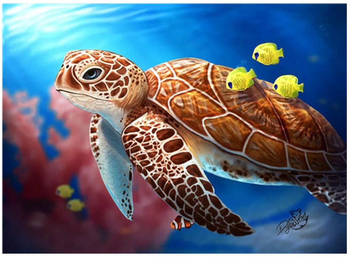 Diamond Painting Set 30x40cm - Waterschildpad - GD77162 - Full size ronde steentjes - Gratis verzonden
