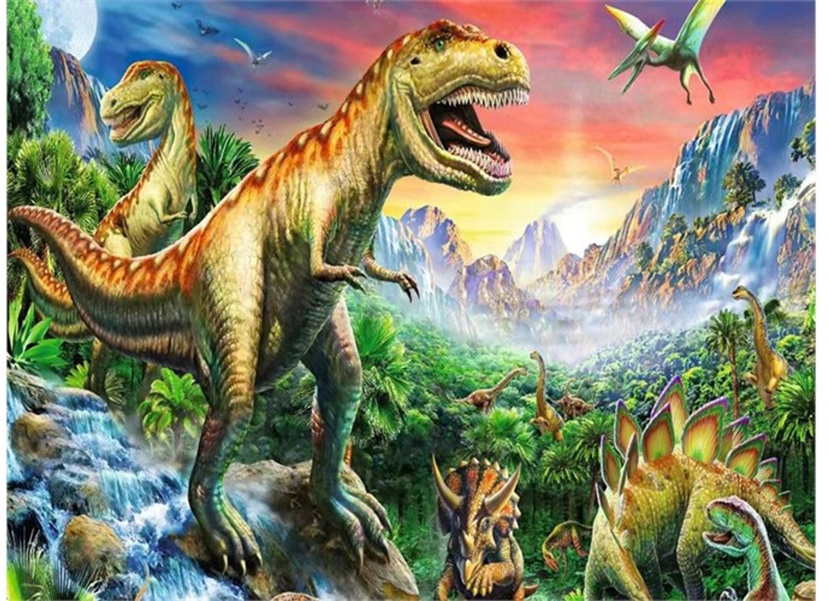 Diamond Painting Set 40x30cm - Dinos - GD79931 - Full size ronde steentjes - Gratis verzonden