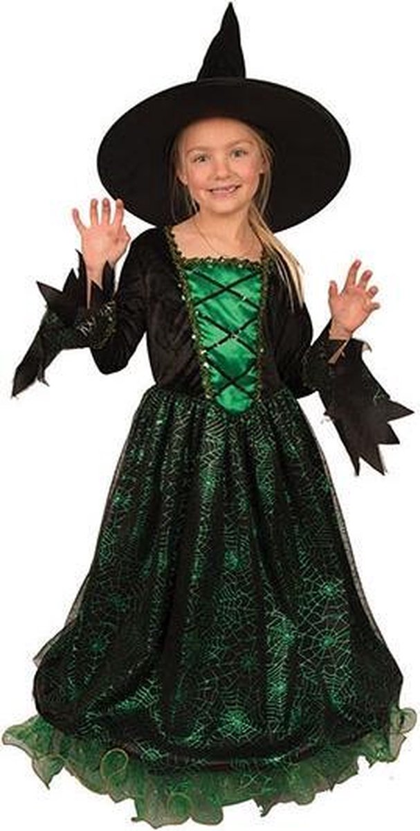 Heksenjurk Kind Groen Premium + Hoed - Maat 116