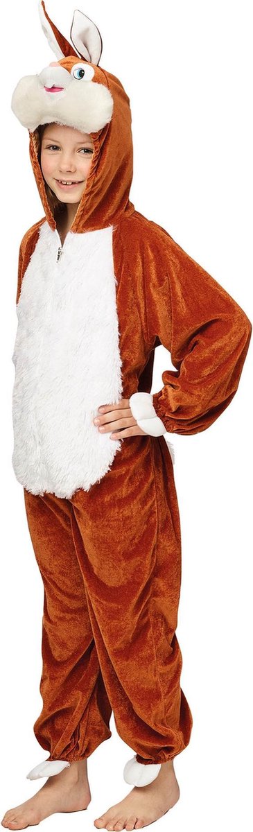 Pluche Konijn Onesie Kind Bruin - Maat 128