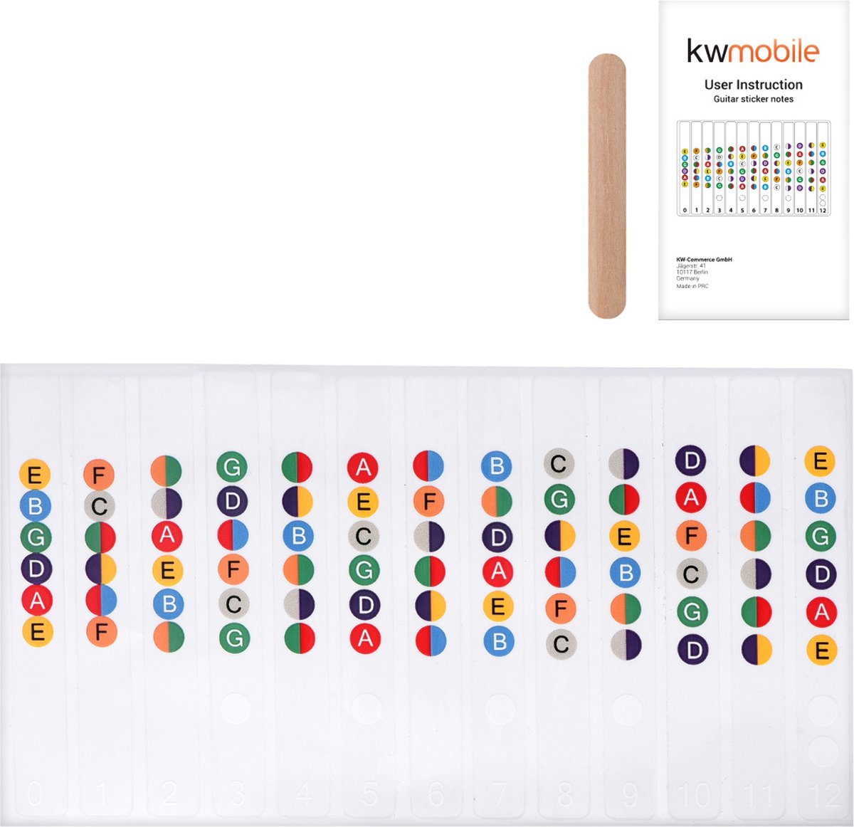 kwmobile gitaar fretboard stickers set - Gitaar notitie stickers voor akoestische en elektrische 6-snarige gitaren - Transparante stickers om te leren