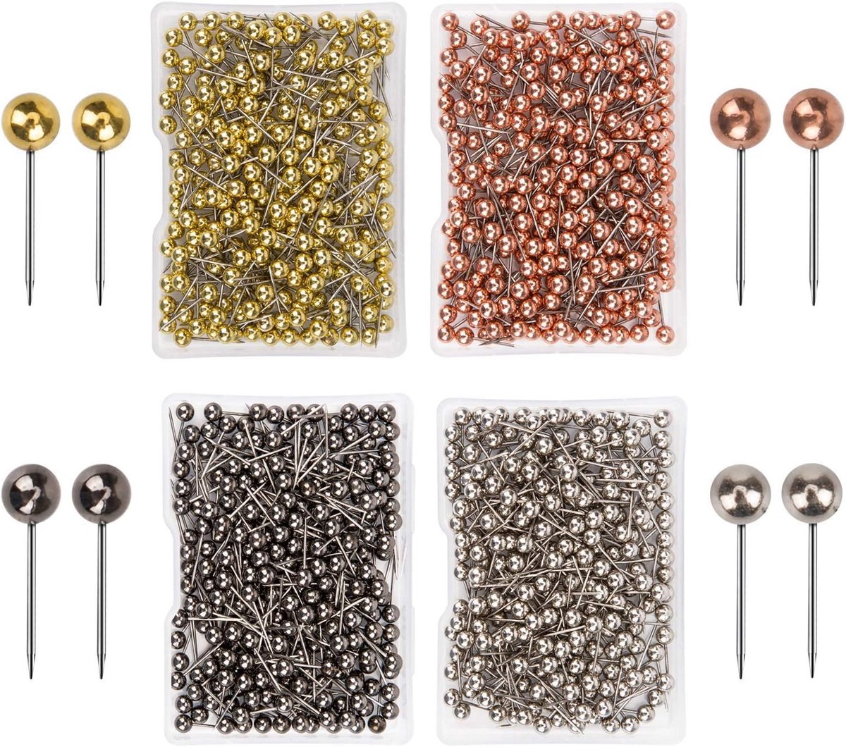 1000 stuks punaises hoofd kaart push pinnen kaart punaise pin met kop tacks push-pinnen voor kurkbord, stofmarkering, ronde metalen kop 1/8 inch