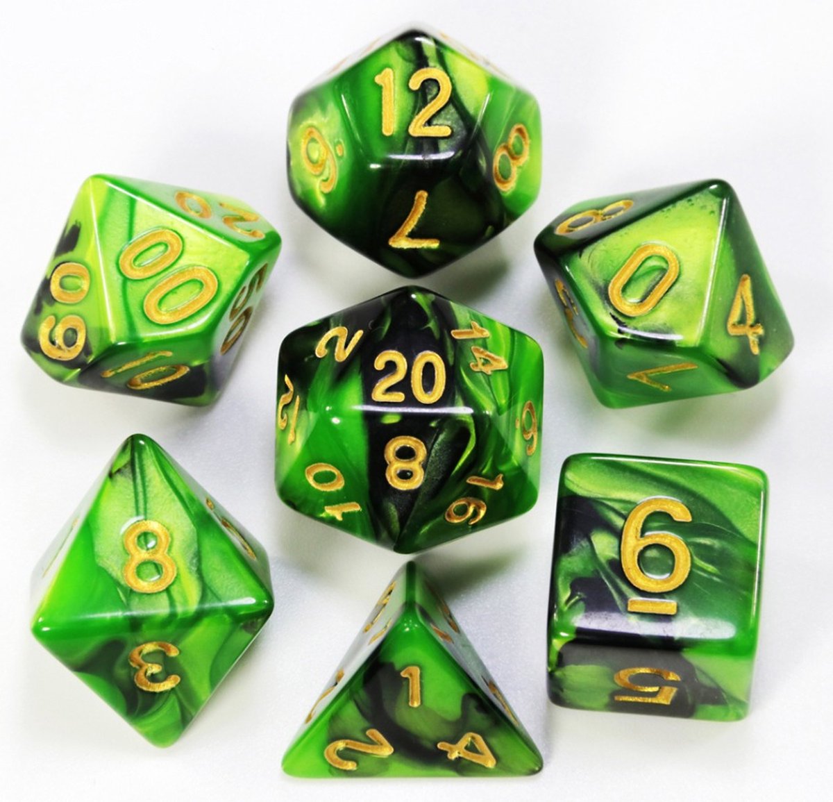 larpcenter - D&D dice set - DnD dobbelstenen - Groen Zwart - Dungeons and Dragons - dobbelstenen