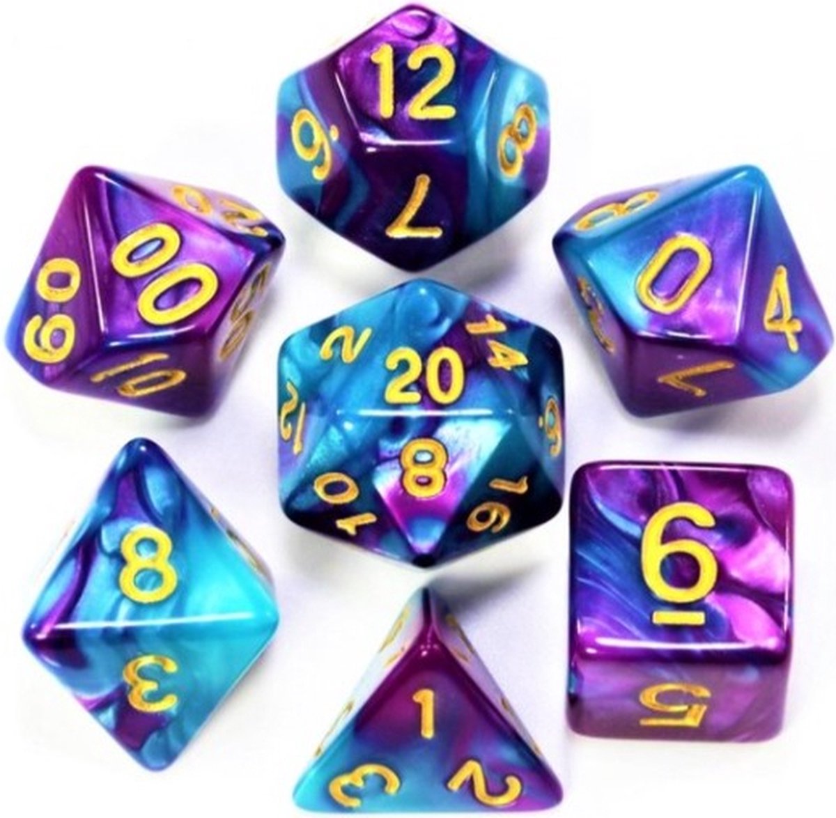 larpcenter - D&D dice set - DnD dobbelstenen - Paars blauw - Dungeons and Dragons - dobbelstenen