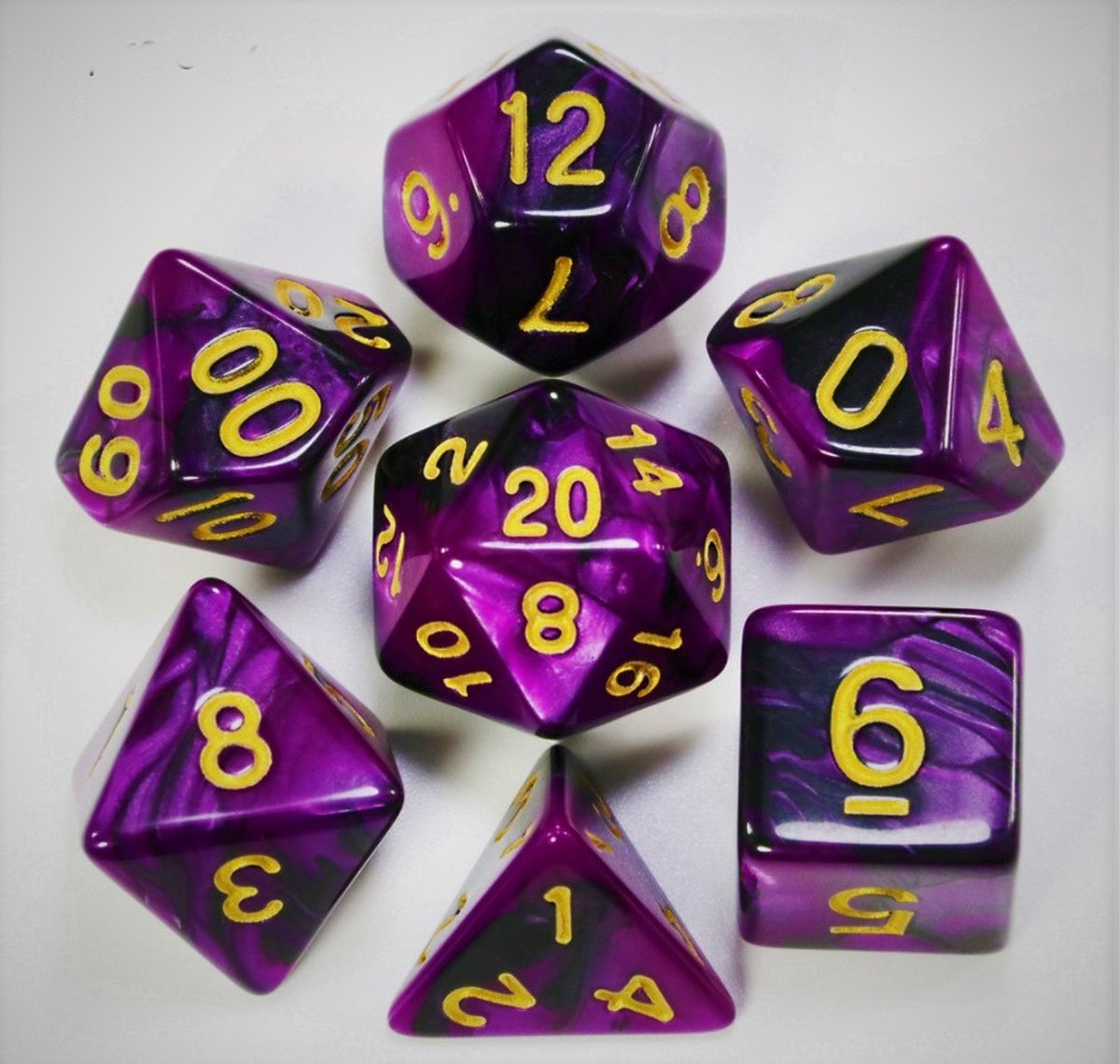   - D&D dice set - DnD dobbelstenen - Paars zwart - Dungeons and Dragons - dobbelstenen