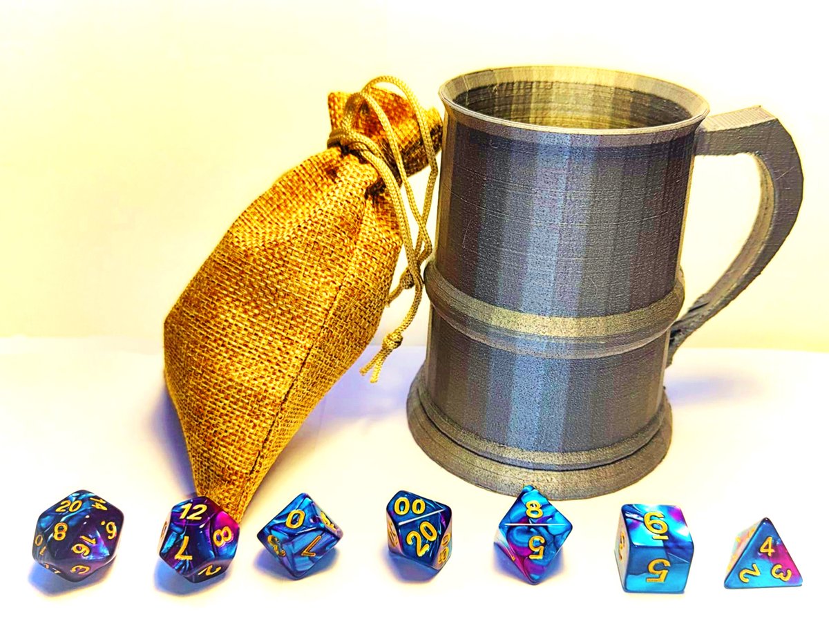   - DnD dice set - middeleeuwse gezelschaps set - DnD dobbelstenen - Paars blauw met shaker - Dungeons and Dragons - dobbelstenen