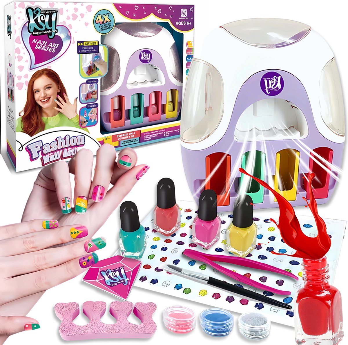 Nieuwe Nagelspeelset voor Meisjes met Droger, Inclusief Afpelbare Nagellak, Verjaardagscadeau voor Meisjes, Feestdagencadeau voor Meisjes Geschikt voor Meisjes vanaf 6 Jaar