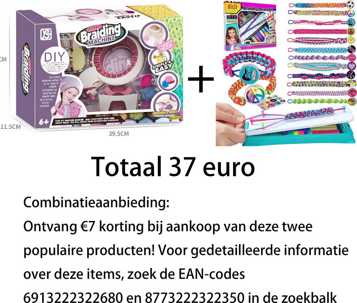 Vriendschapsarmband-maakset voor meisjes + Breimachine voor kinderen en huisdieren，total 37.0 europe